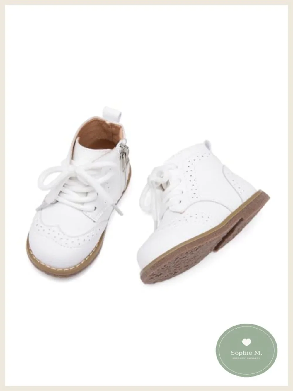 Faux Leather Baby Boots Non-Slip First Walker Zip Closure